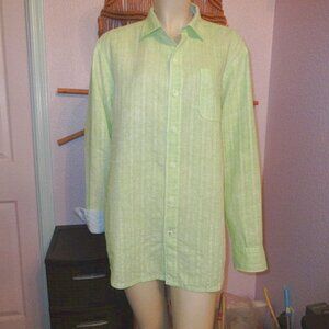 Tommy Bahama Breezer Shirt Size L Button Up Linen Cotton Long Sleeves Green NEW